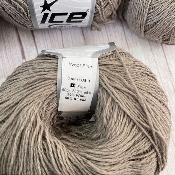 ICE Yarns "Wool Fine" - 50% Wool/50% Acrylic - Lot of 8 x 50g Balls - Khaki - Picture 6 of 11